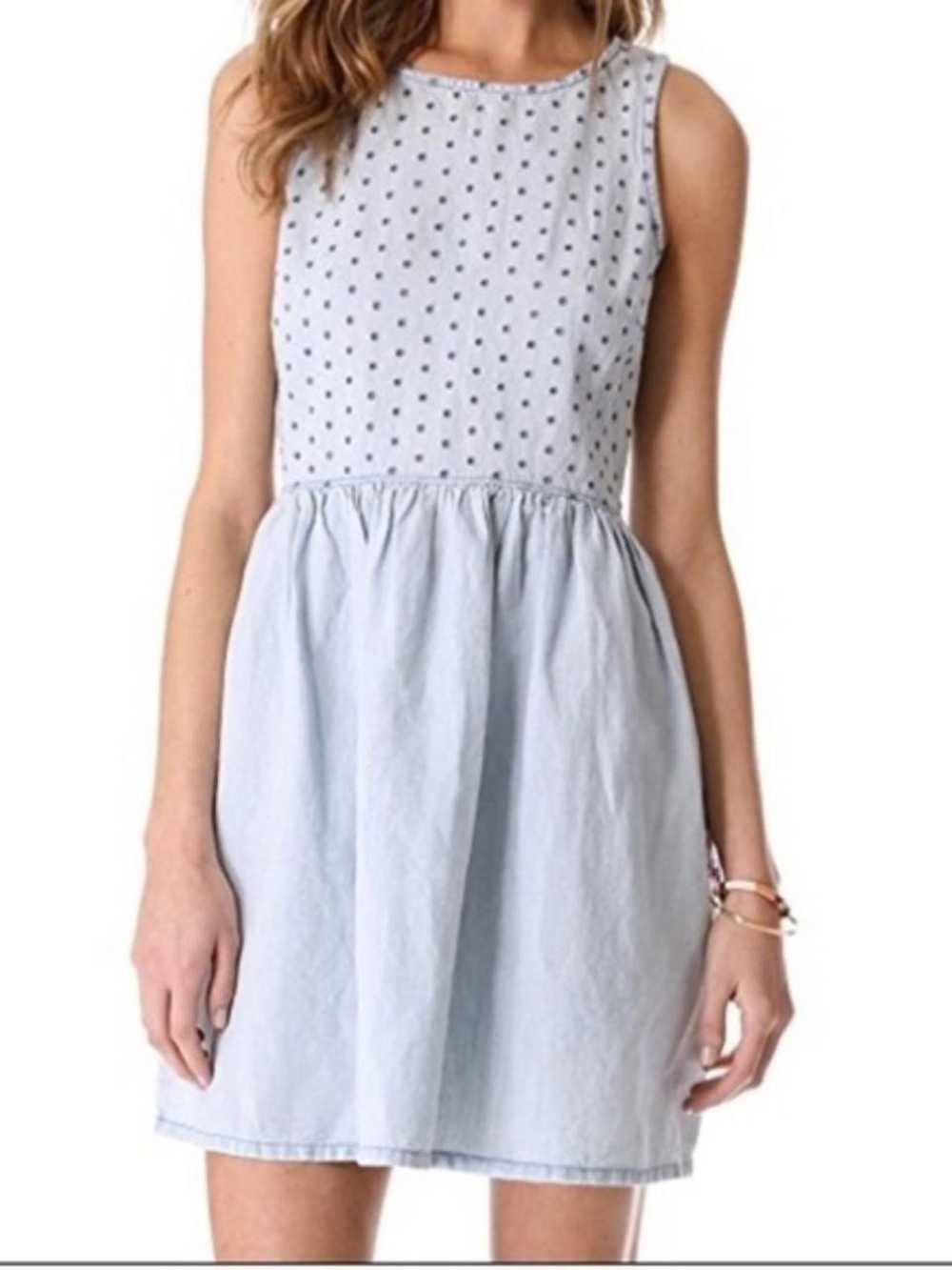 Madewell chambray eyelet cotton-linen blend Dress